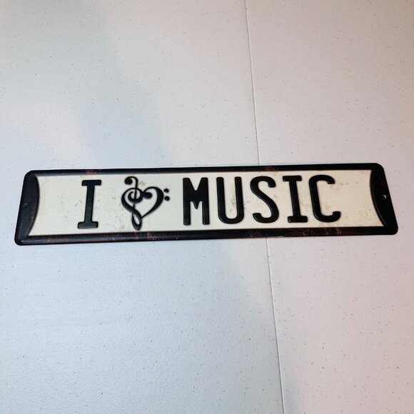 I Love Music Retro Vintage Look Metal Sign Wall Art Home Decor Raised Letters - Picture 9 of 9